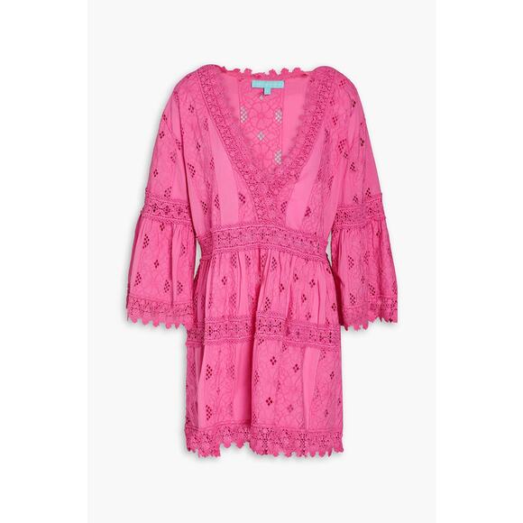 Melissa Odabash 'Victoria' Pink Broderie Anglaise Cotton Mini Dress Size S - Picture 1 of 5